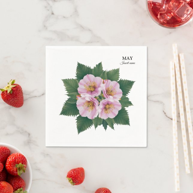 May Birthday Hawthorn Bloom: Personalisiert Serviette (Beispiel)