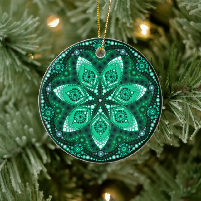 May Birthstone Emerald Mandala Ornament (Baum)