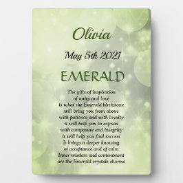 May Birthstone Emerald Tabletop Plaque mit Easel Fotoplatte