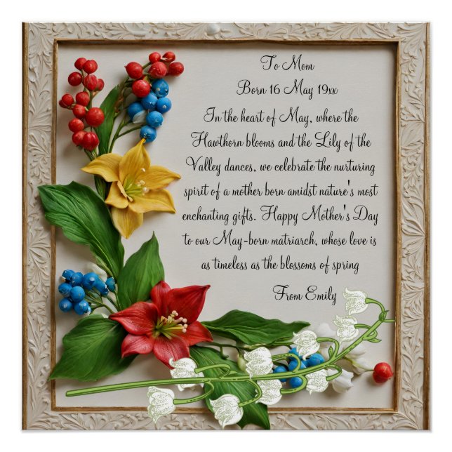 May blüht Hawthorn und Lily of the Valley Poster (Vorderseite)