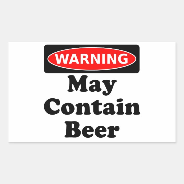 May Contain Bier Rechteckiger Aufkleber (Vorderseite)