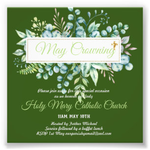 May Crowning lädt Jungfrau Mary Katholic ein Fotodruck