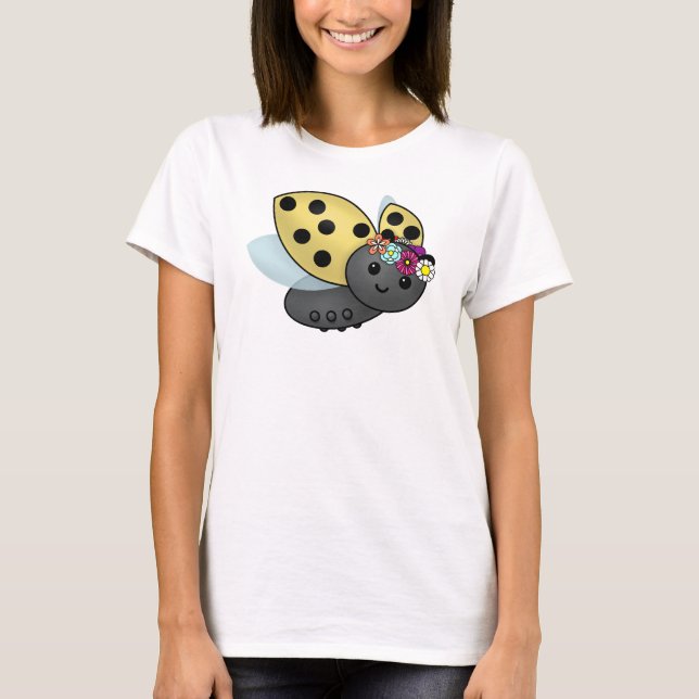 May Day Ladybug mit Blume Chain Headband T-Shirt (Vorderseite)