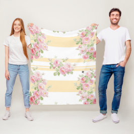 May Day Summer Roses buttercup stripe medium Fleecedecke