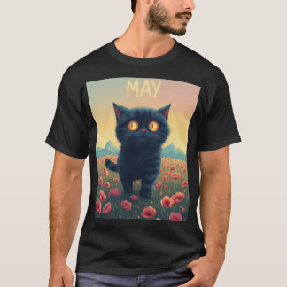 May Dreamwalk – Riesige Katze auf dem Mohnfeld T-Shirt