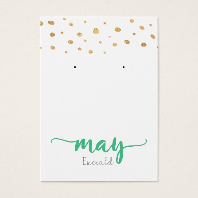 May Emerald Birthstone Earring Display Card (Vorderseite)