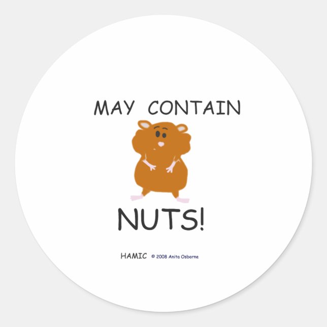 May enthält Nuts Syrian Hamster Runder Aufkleber (Vorderseite)