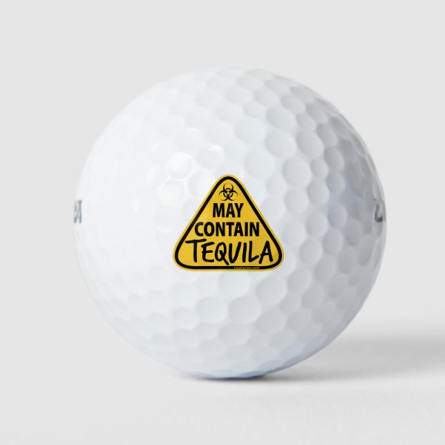 May enthält Tequila - Yield-Zeichen Golfball (Vorderseite)