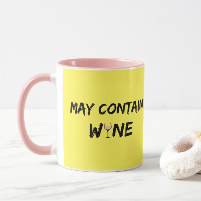 May enthält Wein | Rose Wein Tasse (Mit Donut)