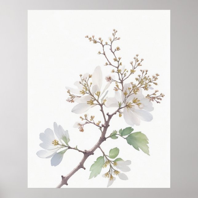 May Hawthorn Birth Blume Poster (Vorne)