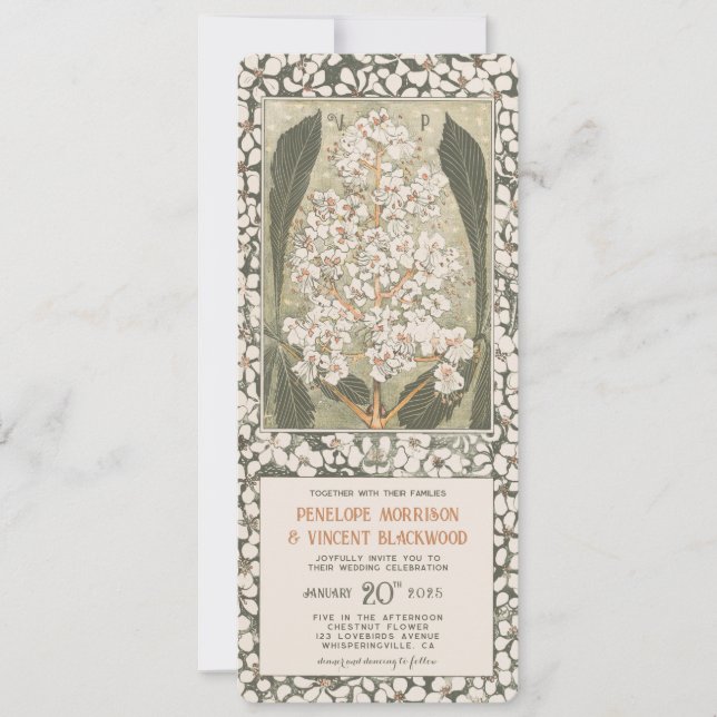May Kastanien Blume - Vintage Wedding Einladung (Vorderseite)