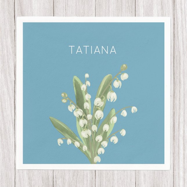 May Lily of the Valley Floral Bouquet Custom Name  Serviette (Von Creator hochgeladen)