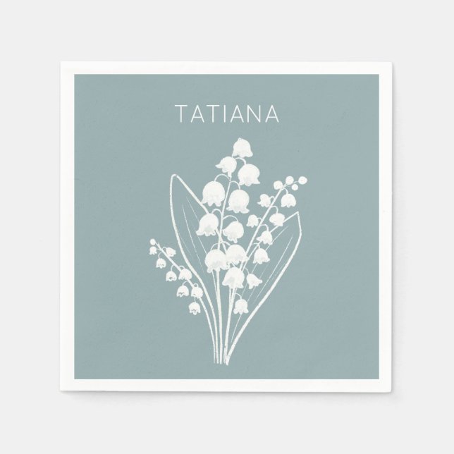 May Lily of the Valley Floral Bouquet Individuelle Serviette (Vorderseite)