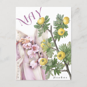 May Month Blume Lily of the Valley Hawthorn Extrav Postkarte