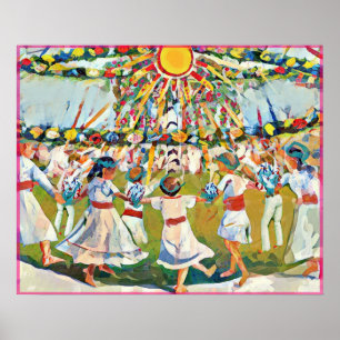 May Naive Folk Art Spring Celebration Poster