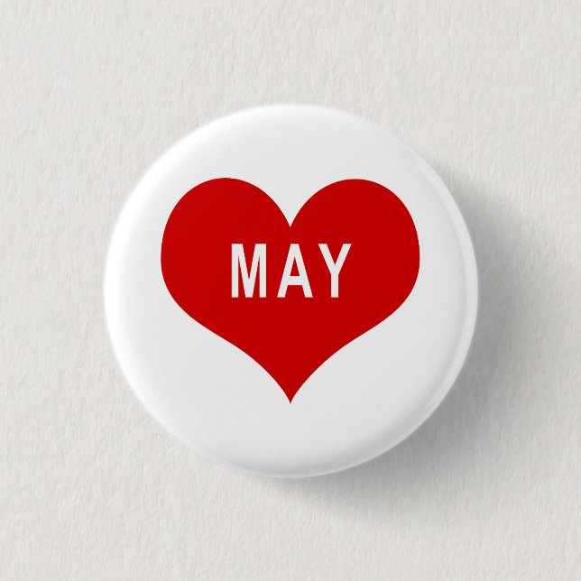 MAY Red Liebe Heart Button (Vorderseite)