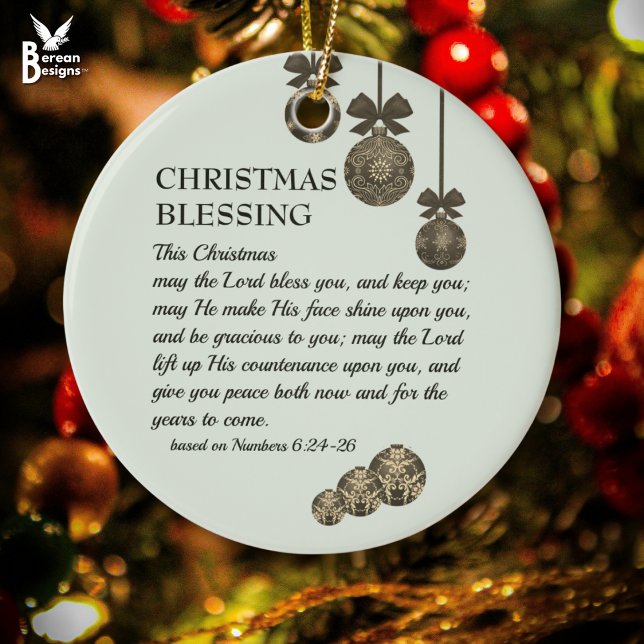 MAY THE LORD BLESS YOU Christian Christmas Keramik Ornament (CHRISTMAS BLESSING Christian ornament based on Numbers 6 'The Lord Bless You' with customizable text)
