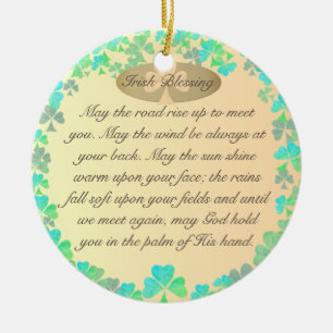 "May the road rise up..." Shamrock Irish Blessing Keramik Ornament