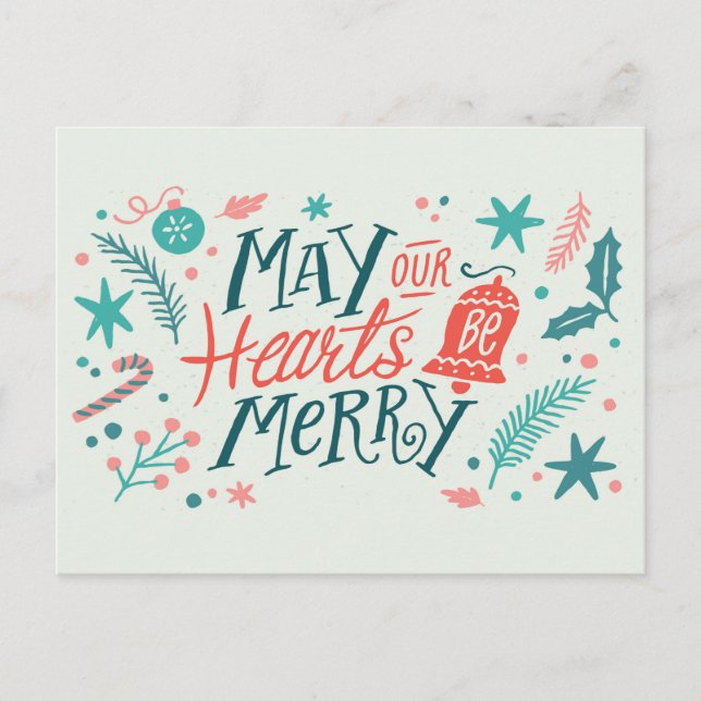 May Your Hearts be Merry Cute Christmas Postkarte (Vorderseite)