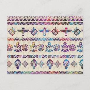 Maya / Aztec Gentle Watercolor Muster Postkarte