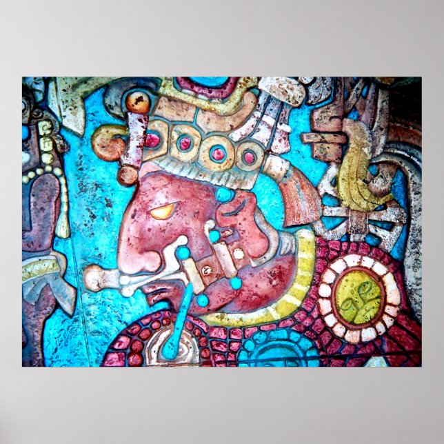 Maya Aztec Indianer Hohepriester Mexikanisches Art Poster (Vorne)