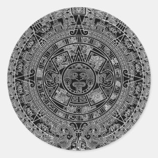 Maya Aztec Kalender (schwarz) 12.21.2012 Runder Aufkleber