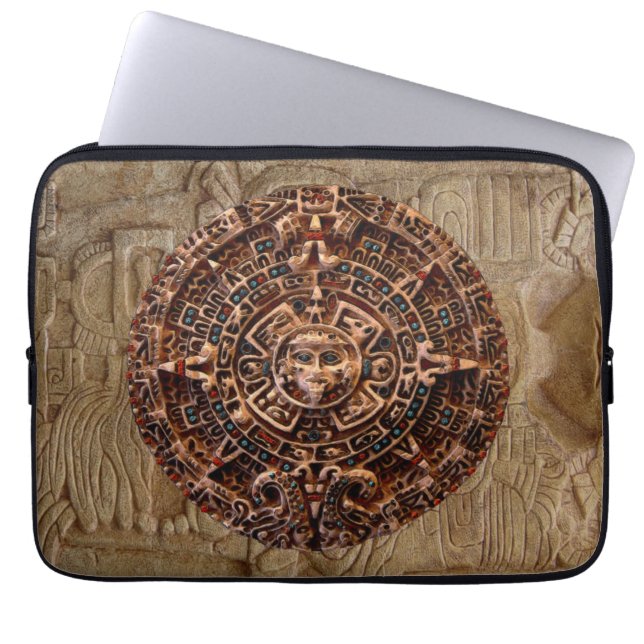 Maya-Aztec Sun Calendar Altes Mexiko Laptop Schläf Laptopschutzhülle (Vorderseite)