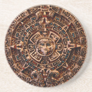 Maya, Aztec Sun Calendar Sandstone Untersetzer