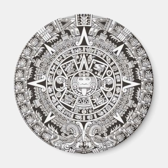 Maya Calendar Magnet Schwarz-Weiß (Vorne)
