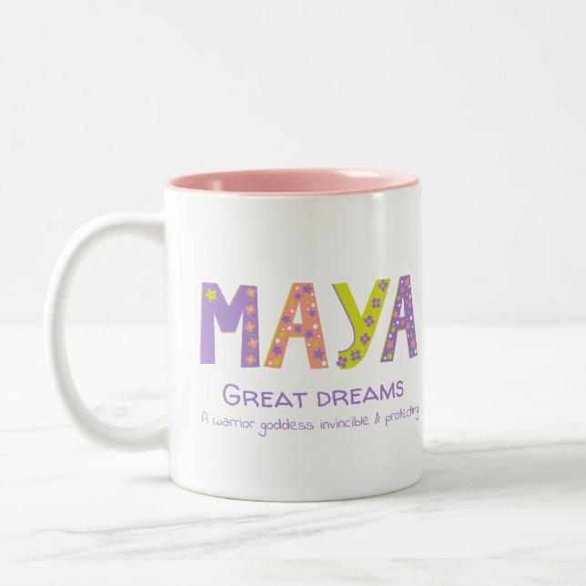 Maya Girls nennen Korallen lila Blume Sterne Zweifarbige Tasse (Links)