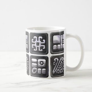 Maya-Glyphen - Schwarz und Silber Tasse