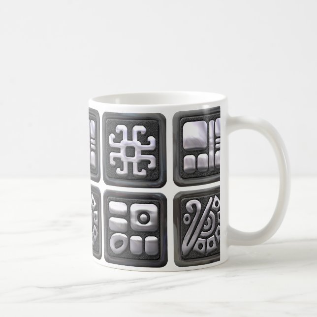 Maya-Glyphen - Schwarz und Silber Tasse (Rechts)