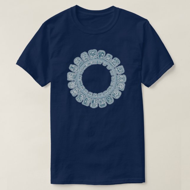 Maya-Kalender-Blau T-Shirt (Design vorne)