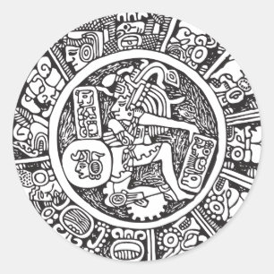 Maya-Kreis, mexikanische Hieroglyph(Maya) Runder Aufkleber