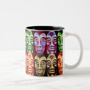 Maya-Krieger - mehrfarbige Malerei Zweifarbige Tasse