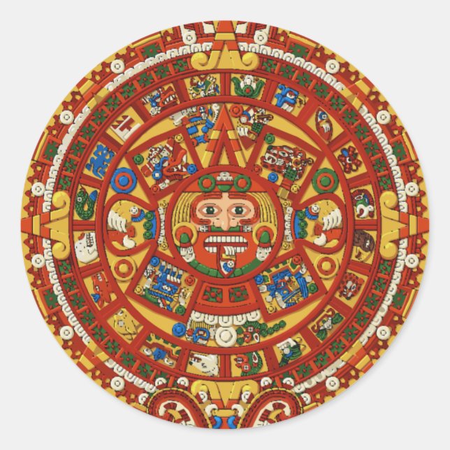 Maya Maya Aztec Antiker Kalender (Einzelheiten) Runder Aufkleber (Vorderseite)
