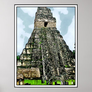 Maya-Tempel in Tikal, Guatemala Poster