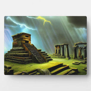 Maya Temple Ruins Fantasy Art Tabletop Fotoplatte