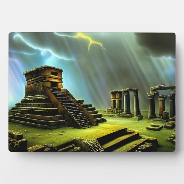 Maya Temple Ruins Fantasy Art Tabletop Fotoplatte (Vorderseite)