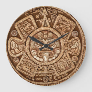 Maya Tribal Pagan: Ziertextur Große Wanduhr