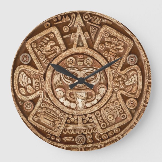 Maya Tribal Pagan: Ziertextur Große Wanduhr (Vorderseite)