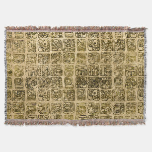 Maya- und aztekisches Glyphsgold auf Vintager Decke