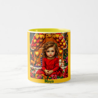 MAYA ~ VINTAGE Weihnachts Mädchen~ Zweifarbige Tasse