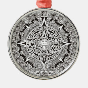 Mayakalender-erstklassige Weihnachtsverzierung Silbernes Ornament