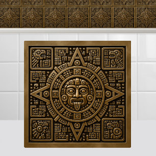 Mayakalender Historisches Glyphen Antiqu Bronze Me Fliese