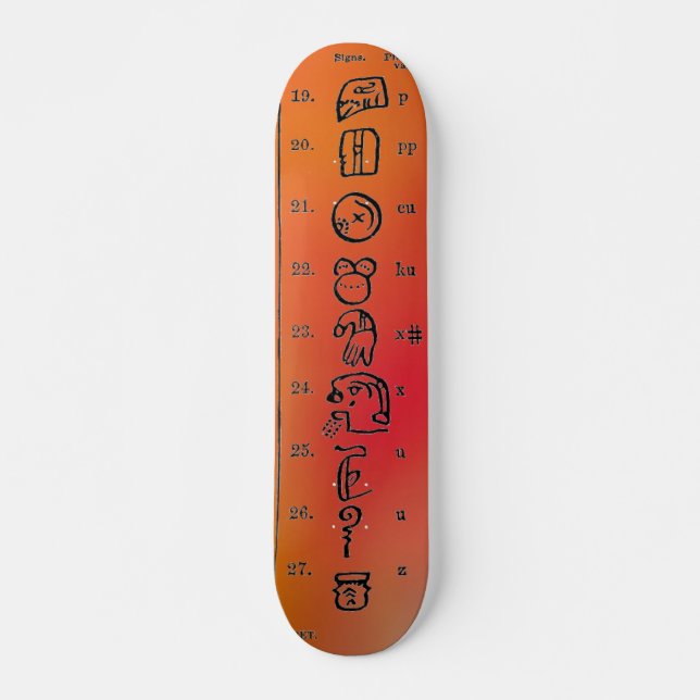 Mayan Alphabet Skateboard (Vorne)