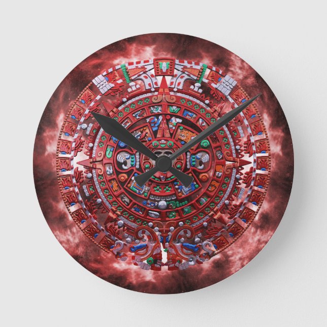 Mayan Armageddon Runde Wanduhr (Vorderseite)