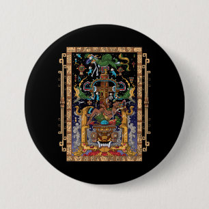 Mayan Astronaut King Pakal Button