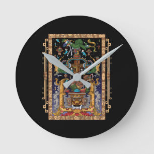 Mayan Astronaut King Pakal Runde Wanduhr