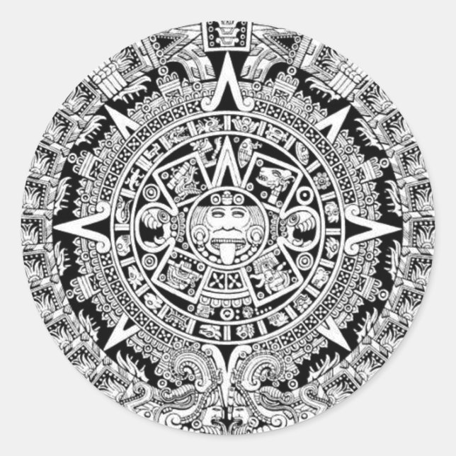 Mayan Calander Runder Aufkleber (Vorderseite)